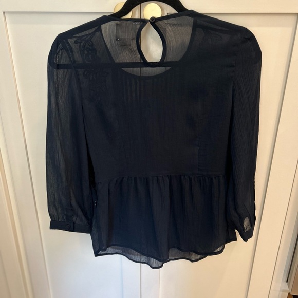 Maeve Anthropologie Midnight Blue Embellished Blouse! Stunning! Size 0 - Picture 5 of 5